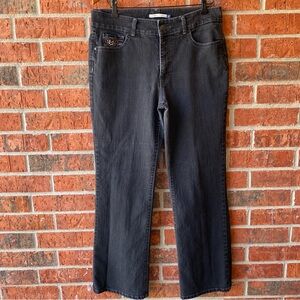 Bandolindblu Sz 14 Black Denim Bootcut Jeans Embellished Pockets